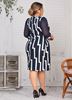 Picture of SOPHISTICATED DRESS WITH BEADED NECKLINE IN GEOMETRIC PRINT
